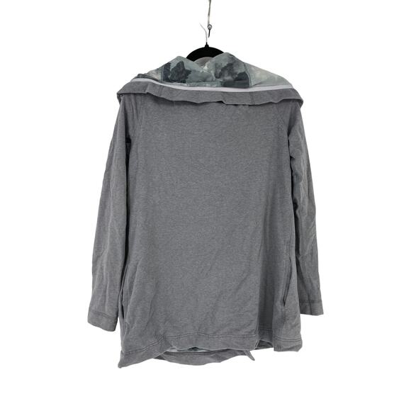 Lululemon Jacket Womens 8 Savasana Wrap Coal Gray Tinted Canvas Snap Button - Picture 2 of 5